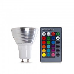 Bombilla de LEDs RGB 3W GU10 Mando a Distancia