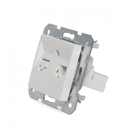 Toma de Teléfono Panasonic Karre 1 X Rj11 - Bastidor Metálico Garras - Tapa Frontal Blanca