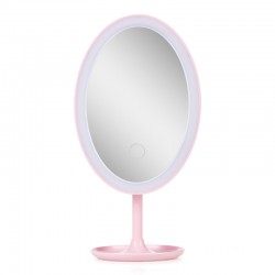 Espejo Iluminado Maquillaje Ø14,5Cm Recargable-Regulable Rosa